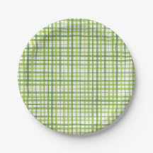 Grön Gingham Pappers Tallrik | Gingham Sommarfest