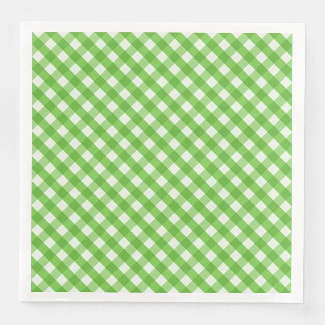 Grön Gingham Pappersservett (Framsida)