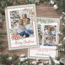 Grön Gingham Plaid Julbild God Jul