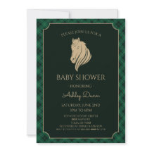 Grön Gingham Ridande Baby Shower