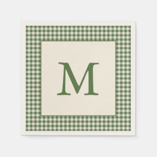 Grön Gingham-rutig Anpassad Monogram Första Boksta Pappersservett
