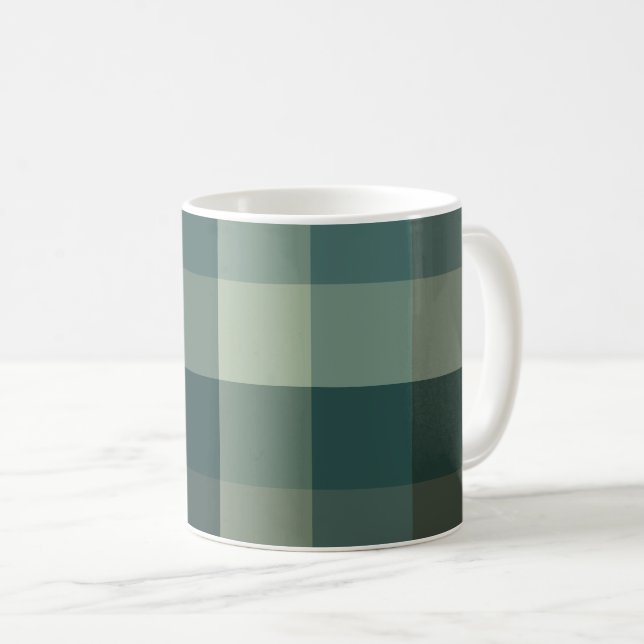 Grön Gingham Rutig Rutmönsterdesign  Kaffemugg (Framsida höger)
