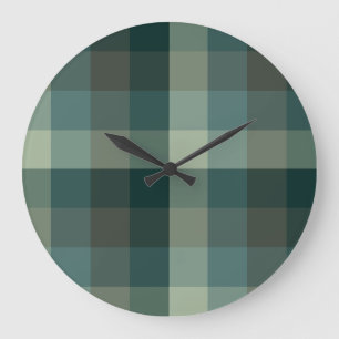 Grön Gingham Rutig Rutmönsterdesign Stor Klocka