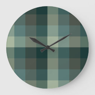 Grön Gingham Rutig Rutmönsterdesign Stor Klocka
