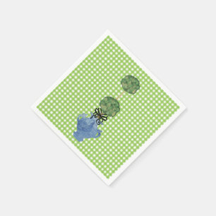 Grön Gingham Topiary Gingerkruka Pappersservett