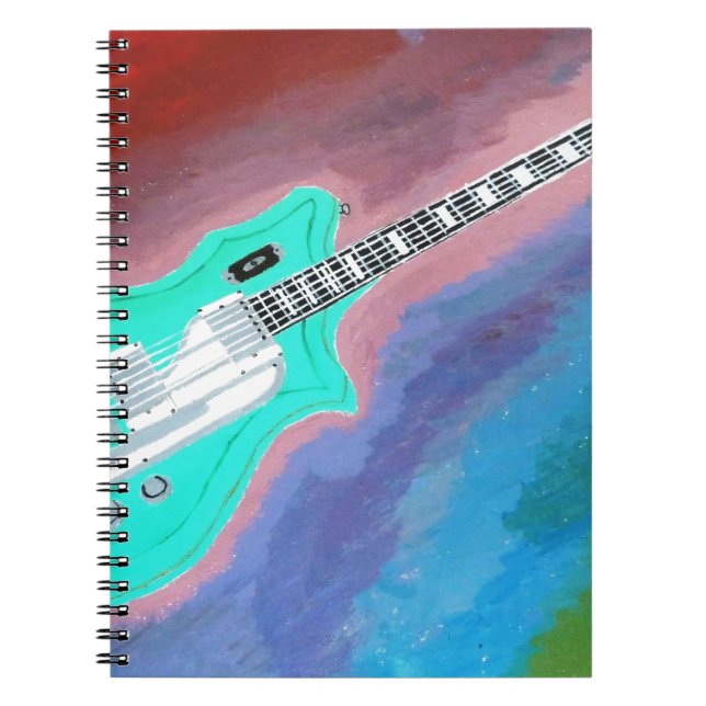 Grön gitarr anteckningsbok med spiral (Framsidan)
