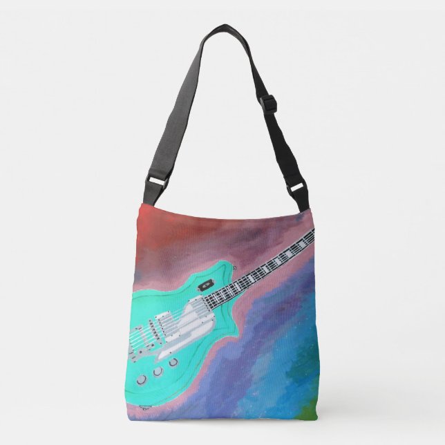 Grön gitarr crossbody väska  (Framsida)