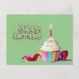 Grön Glad Födelsedag Cupcake Postkort Vykort