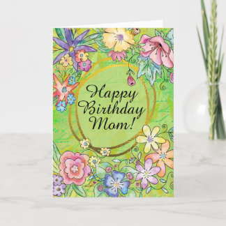 Grön Glad födelsedag mamma! Grattiskort! Kort