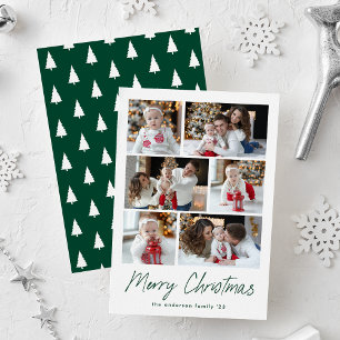 Grön glad jul manus 6 fotokollage julkort