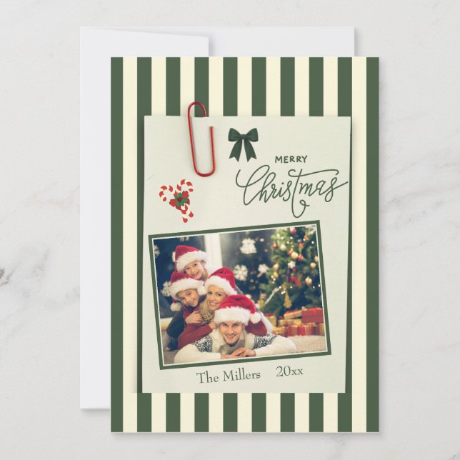 Grön glad jul Scrapbook Foto julkort (Framsida)