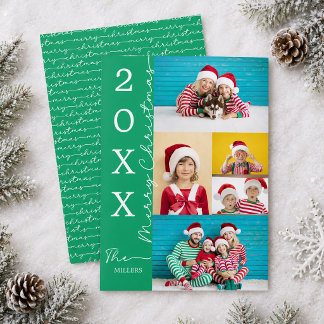 Grön Glad Jul Skript Typografi Foto Julkort