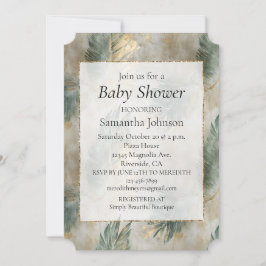 Grön Glam Chic Guld Vita Tropiska Löv Inbjudningar