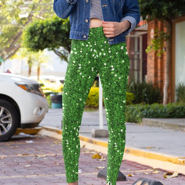 Grön Glam Glitter Gnistra St. Patrick's Day Leggings (Skapare uppladdad)