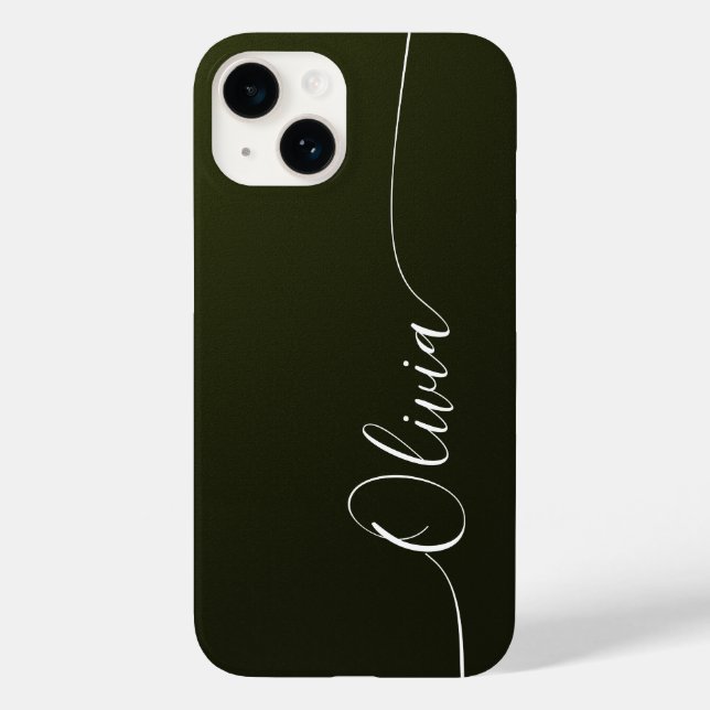 Grön Glans Elegant Kalligrafi Skrift Namn (Baksida)
