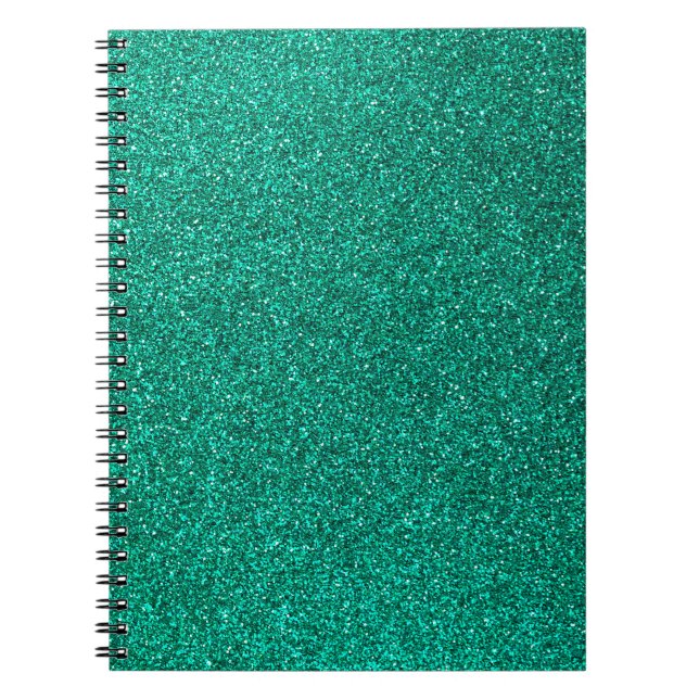 Grön glitter anteckningsbok med spiral (Framsidan)