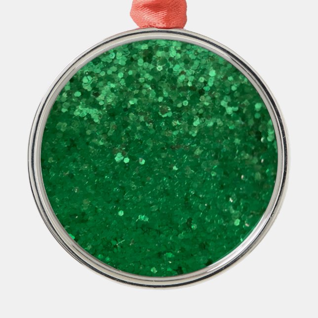Grön Glitter att Anpassa Julgransprydnad Metall (Framsidan)
