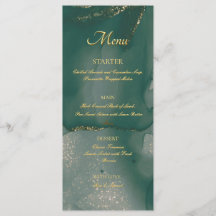 Grön glitter chic platt meny med alkoholbläck