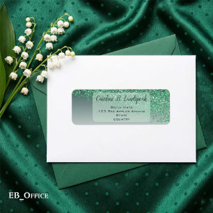 Grön Glitter Frostad Elegant Returadressetikett Returadress Etikett