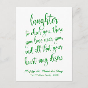 Grön Glitter Irländsk Skål St. Patrick's Day Vykort