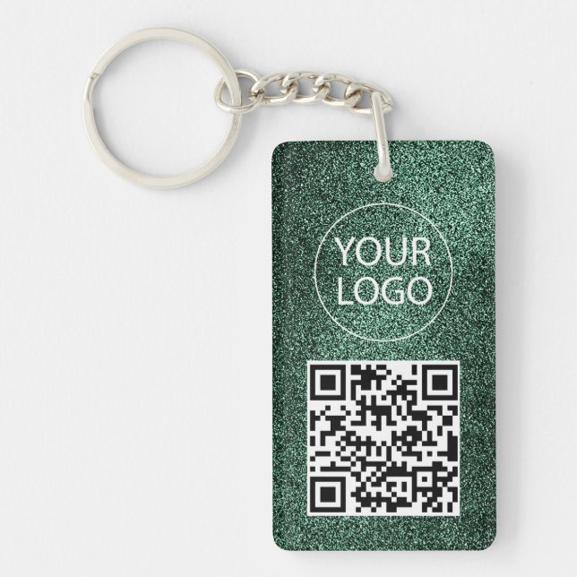  Grön Glitter QR-kod Namnkort Ditt Logotyp     (Framsidan)