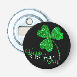 Grön Glitter Shamrock Glad St Patrick's Day T-Shir Flasköppnare