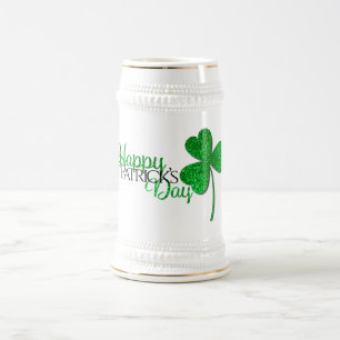 Grön Glitter Shamrock God St Patricks dag Sejdel