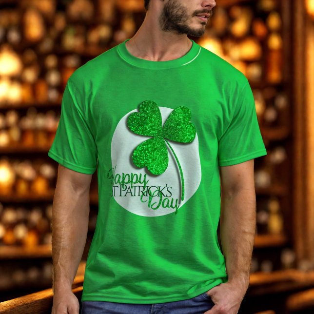 Grön Glitter Shamrock God St Patricks Day T-S T Shirt (Skapare uppladdad)