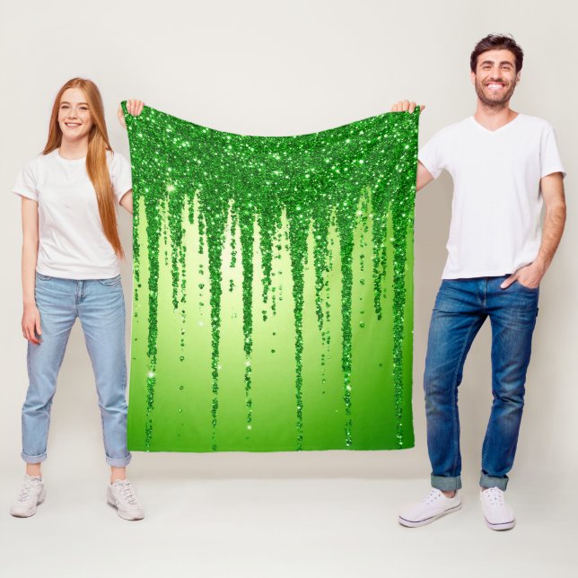 Grön glitterdroppbakgrund med gnistrande effekt fleecefilt (På plats)