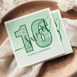 Grön Glittermanus Sweet 16 Födelsedag Pappersservett