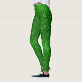 Grön gnistrande glittermönster leggings