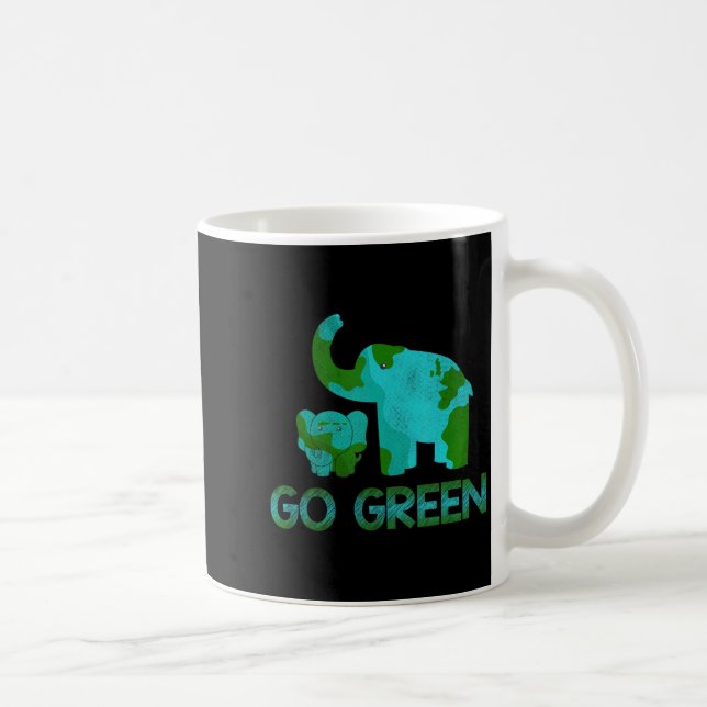 Grön Go Elefant Natur Klimat Skydda Timme Dag  Kaffemugg (Höger)