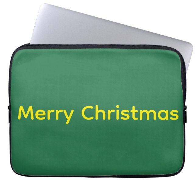 Grön God Jul Laptop Fodral (Framsidan)