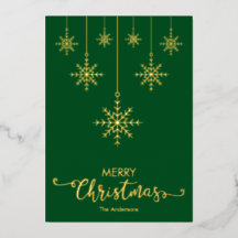 Grön God Jul Snöflingor Guld