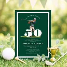 Grön Golf 50-års Födelsedagsinbjudan