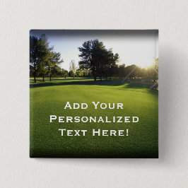 Grön golfbana på gryning knapp