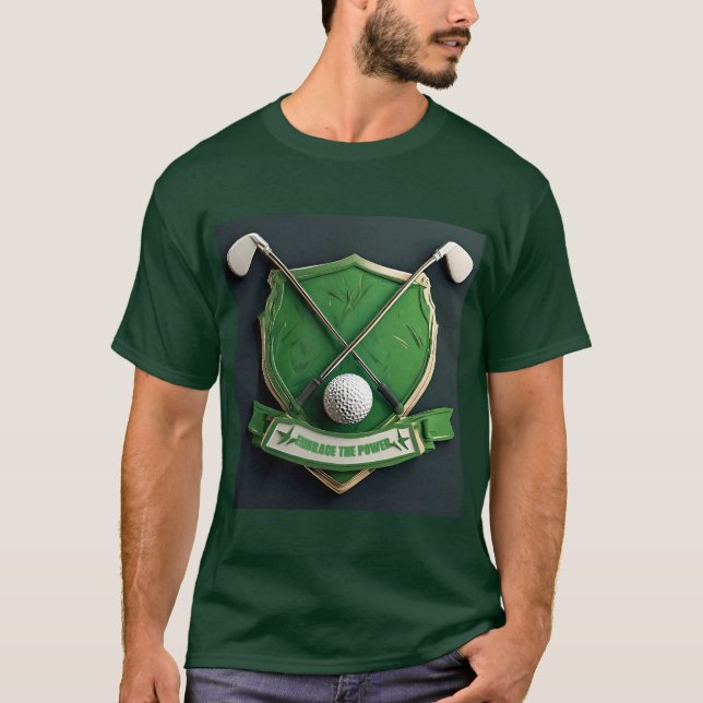 Grön golfemblem med klubbor och boll t shirt (Framsida)