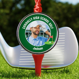 Grön Golfer Foto Högstadiet Golf Lag Jul Julgransprydnad Metall