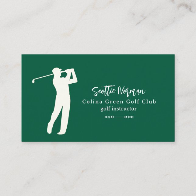 Grön golfklubbinstruktör visitkort (Framsida)