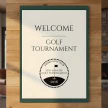 Grön golfturnering välkomstaffisch