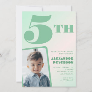 Grön gradient 5-års födelsedagsinbjudningar Pojke  Inbjudningar
