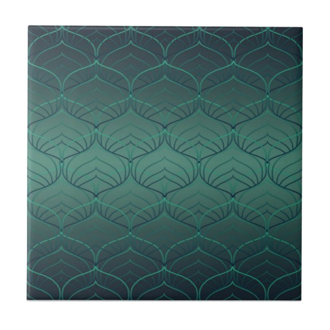 Grön gradient i art deco-stil. kakelplatta (Framsidan)