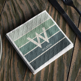 Grön Gradient Randig Monogram Personlig Fest Pappersservett