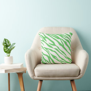 Grön gräs och vitrandig zebradesignkudde kudde