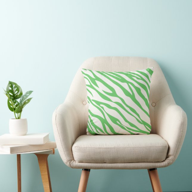 Grön gräs och vitrandig zebradesignkudde kudde (Stol)