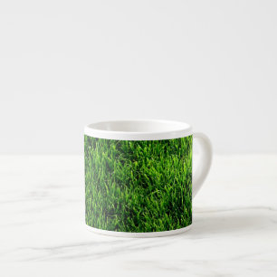 Grön grässtruktur från ett fotbollfält espressomugg