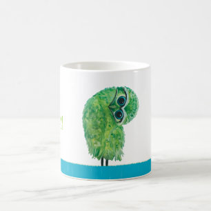 Grön gräva kust- konst för uggla kaffemugg