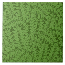 Grön grenmönster (Djungelkonst) (William Morris) Kakelplatta