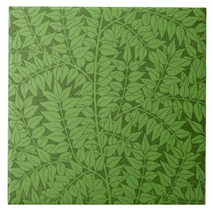 Grön grenmönster (Djungelkonst) (William Morris) Kakelplatta