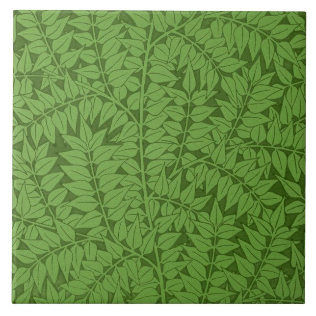 Grön grenmönster (Djungelkonst) (William Morris) Kakelplatta (Framsidan)